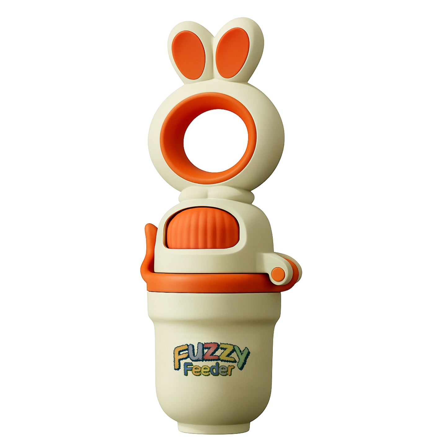 Fuzzy Feeder™ Baby Push Pop Fruit Feeder – No-Mess Feeding Solution - Orange