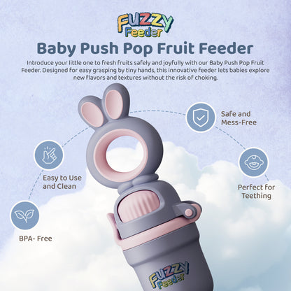 Fuzzy Feeder™ Baby Push Pop Fruit Feeder – No-Mess Feeding Solution - Purple
