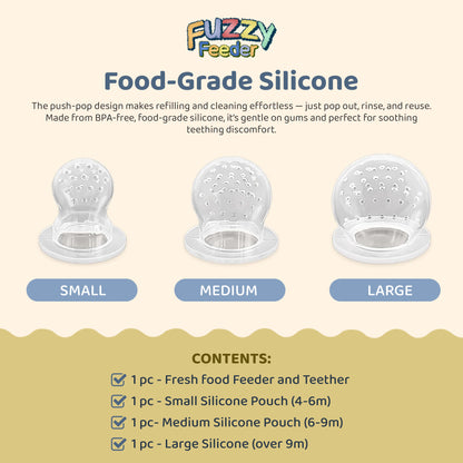 Fuzzy Feeder™ Baby Push Pop Fruit Feeder – No-Mess Feeding Solution - Orange