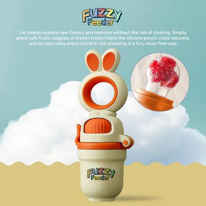 Fuzzy Feeder™ Baby Push Pop Fruit Feeder – No-Mess Feeding Solution - Orange