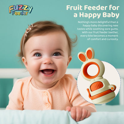 Fuzzy Feeder™ Baby Push Pop Fruit Feeder – No-Mess Feeding Solution - Orange