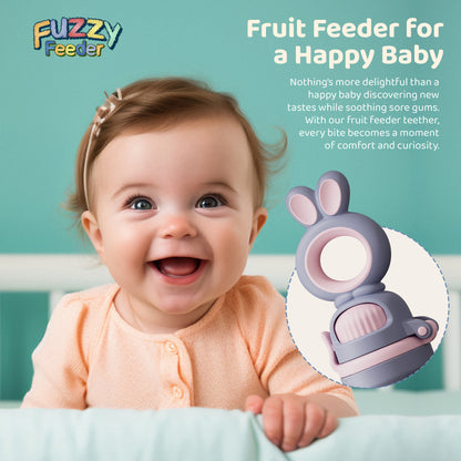 Fuzzy Feeder™ Baby Push Pop Fruit Feeder – No-Mess Feeding Solution - Purple