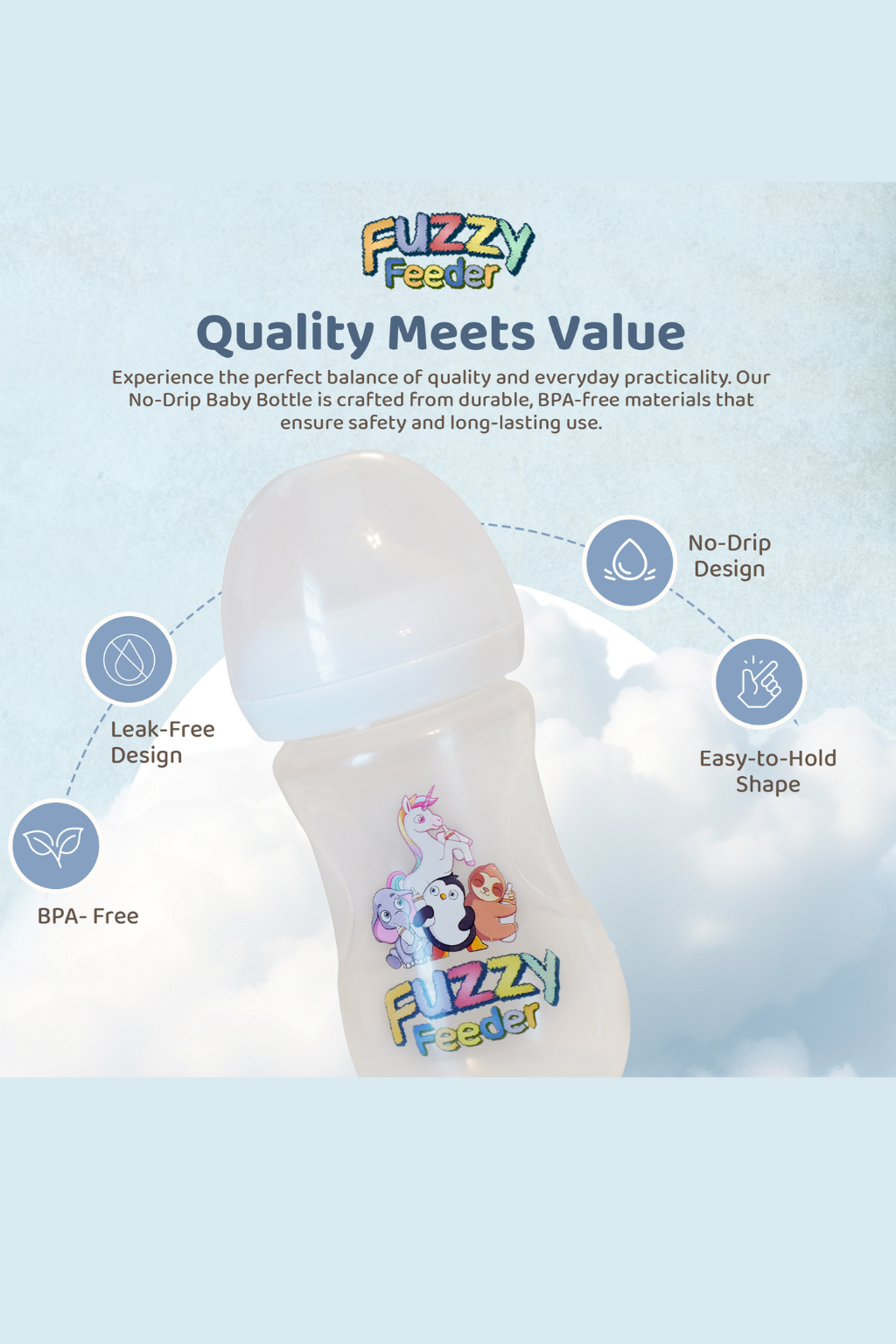 No Drip Nipple Baby Bottle