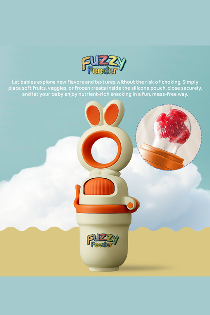 Fuzzy Feeder™ Baby Push Pop Fruit Feeder – No-Mess Feeding Solution - Orange