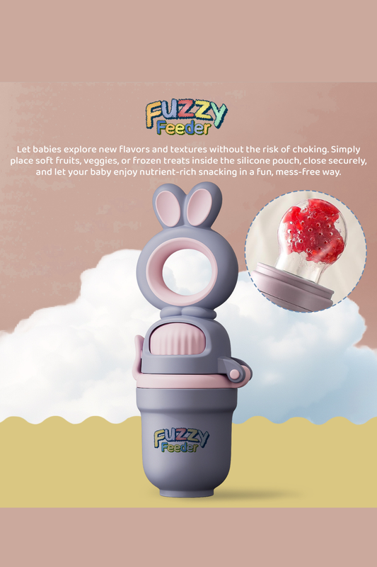 Fuzzy Feeder™ Baby Push Pop Fruit Feeder – No-Mess Feeding Solution - Purple