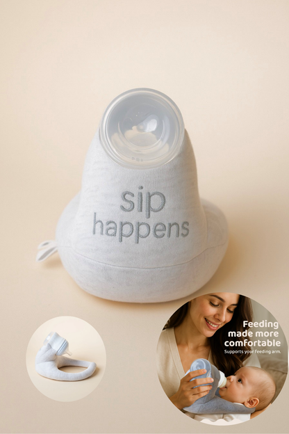 Baby Bottle Pillow Holder for Parents - "Sip Happens"