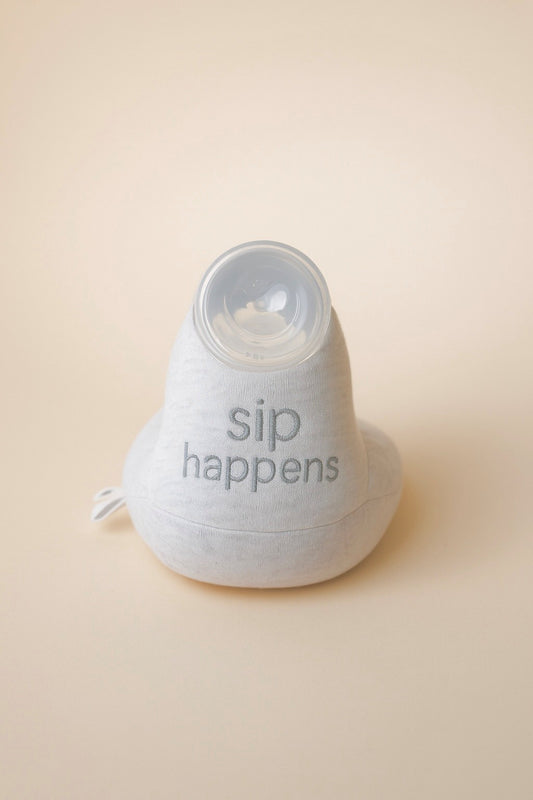 Baby Bottle Pillow Holder for Parents - "Sip Happens"